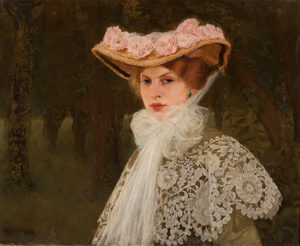 Portrait of Zofia Okuń née Tolkemit, the artist’s wife av Edward Okuń