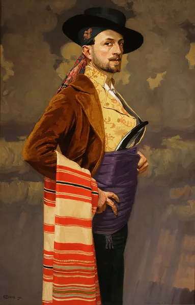 Self-portrait in a Spanish costume av Edward Okuń