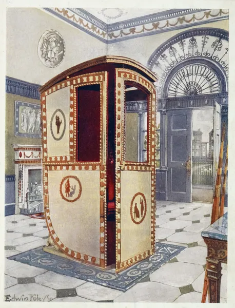 Painted and lacquered sedan chair with domed top av Edwin Foley