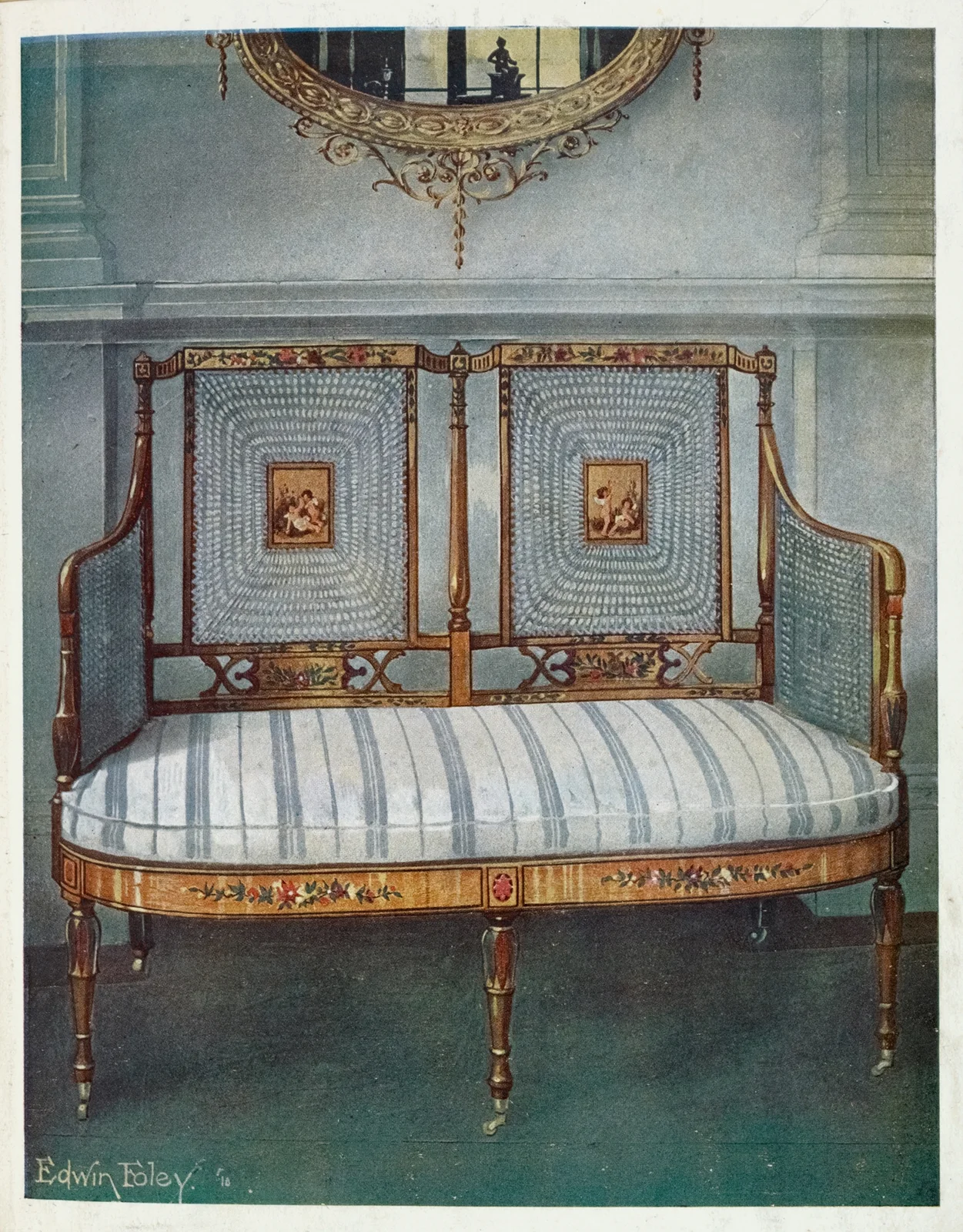 Painted caned satin av Edwin Foley