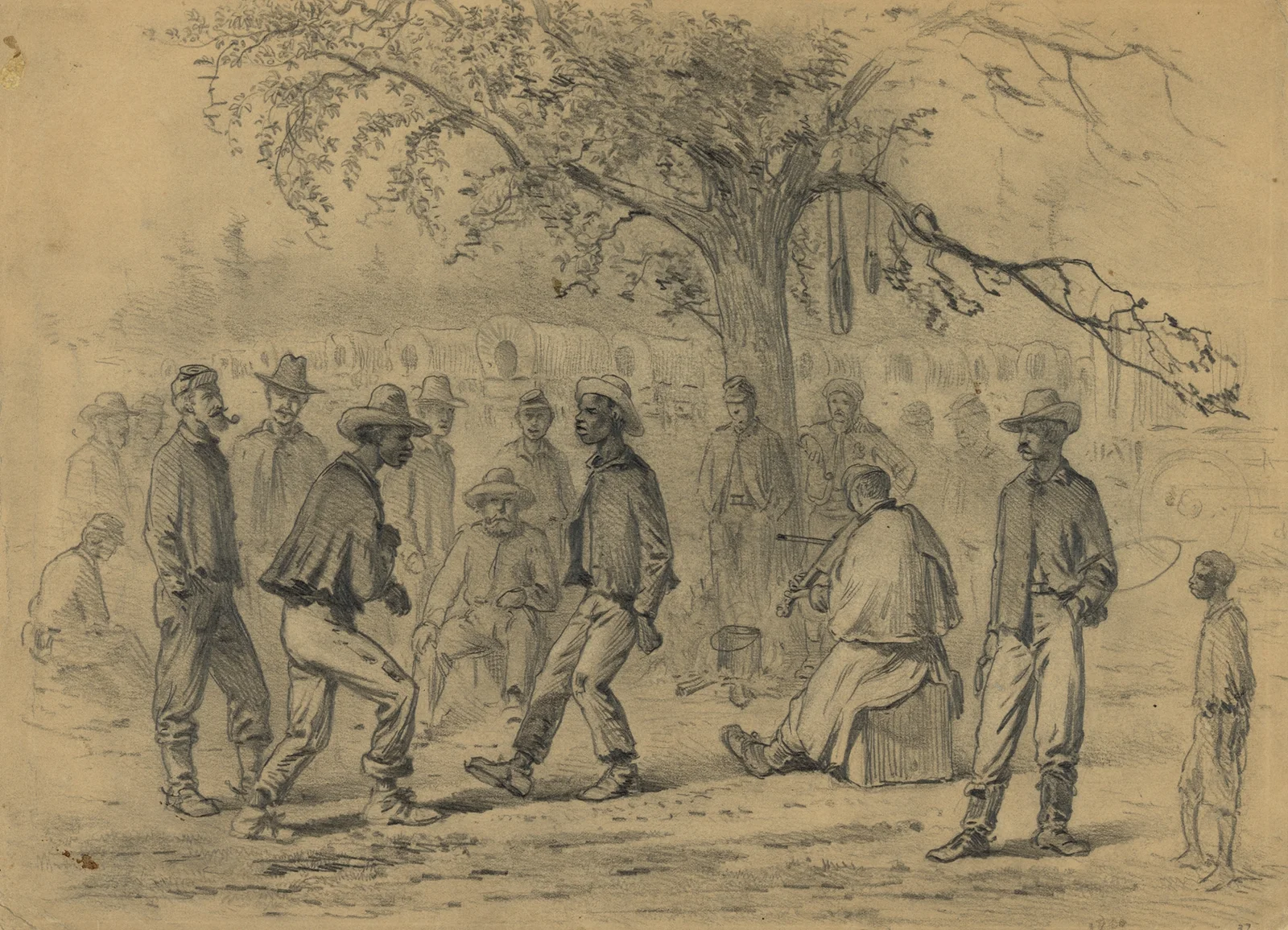 A breakdown in the wagoner’s camp av Edwin Forbes