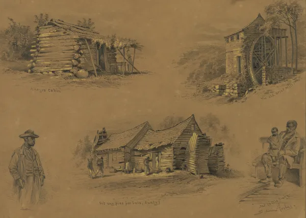 A Negro cabin. The old grist mill av Edwin Forbes