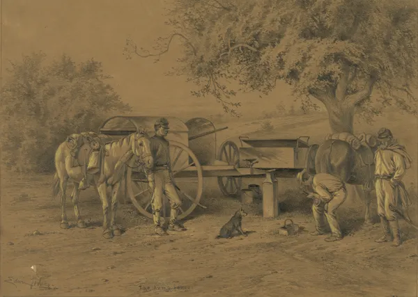 A scene on the roadside near Summer Camp av Edwin Forbes