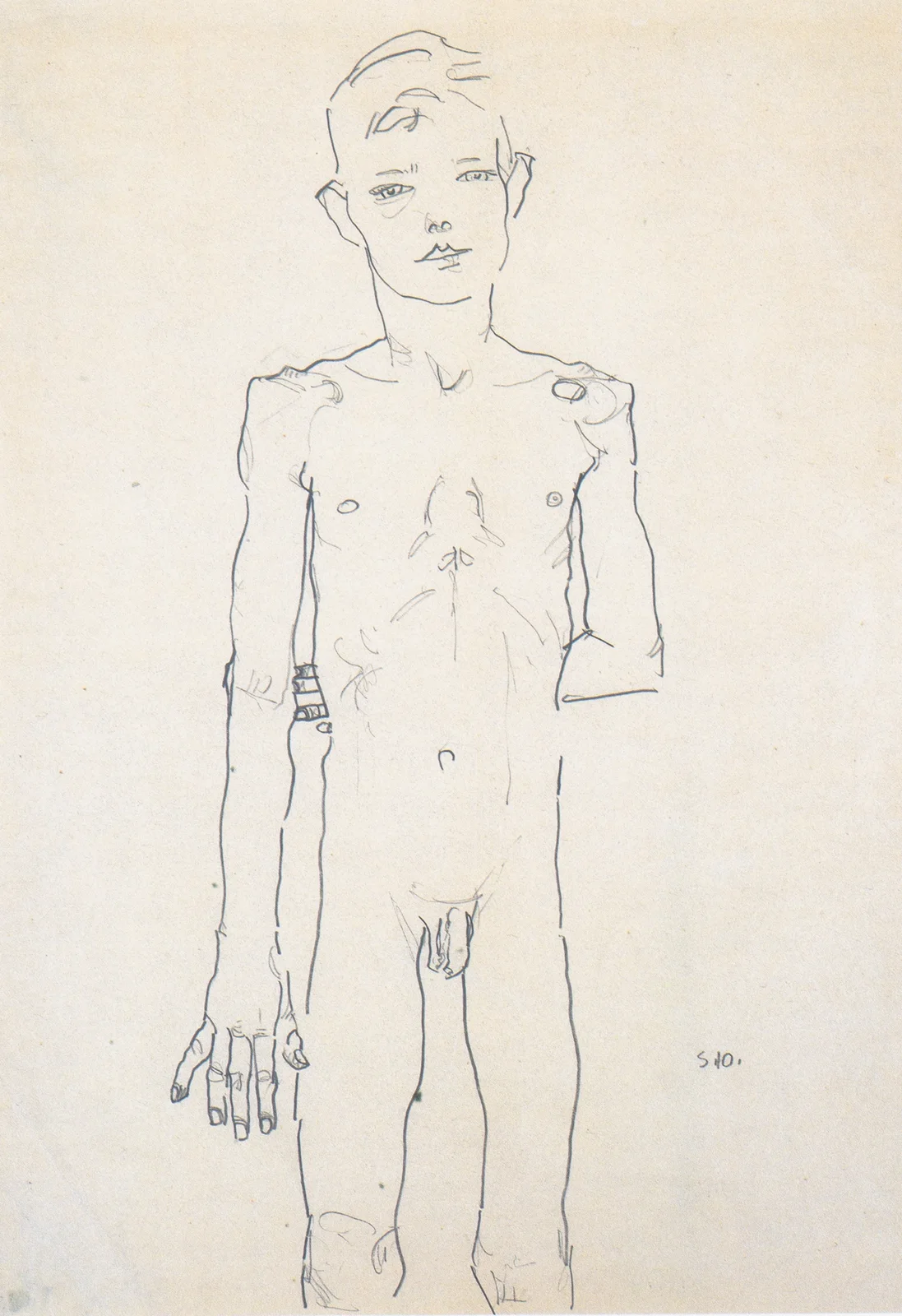 Akt eines stehenden Knaben av Egon Schiele