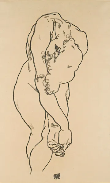 Bending Woman With Head Bowed And Crossed Hands av Egon Schiele