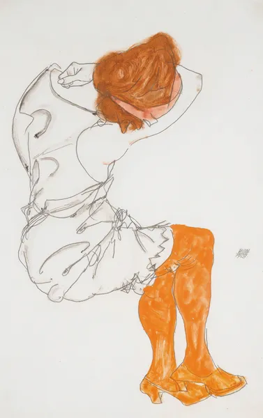 Das Schlafende Mädchen (The Sleeping Girl) av Egon Schiele