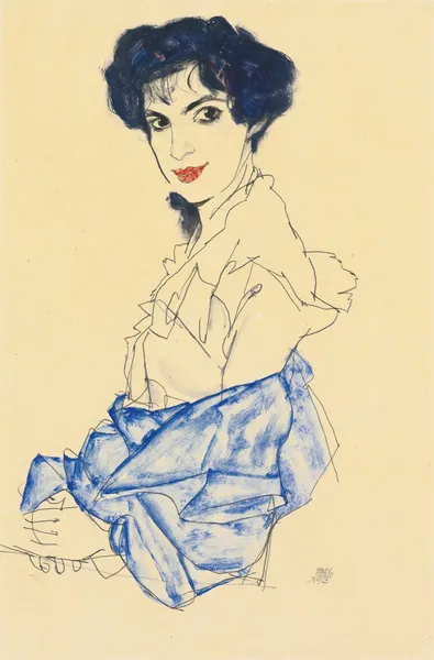 Elisabeth Lederer, Seated With Hands Folded av Egon Schiele