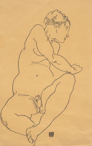 Female Nude Bending to the Left av Egon Schiele