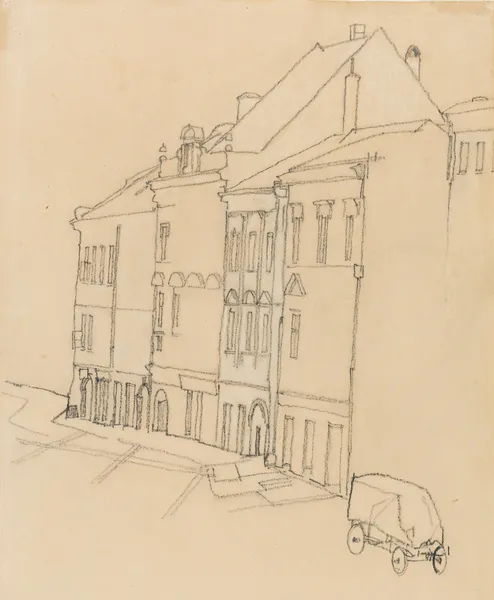 HÄUSER IN KRUMAU (HOUSES IN KRUMAU) av Egon Schiele