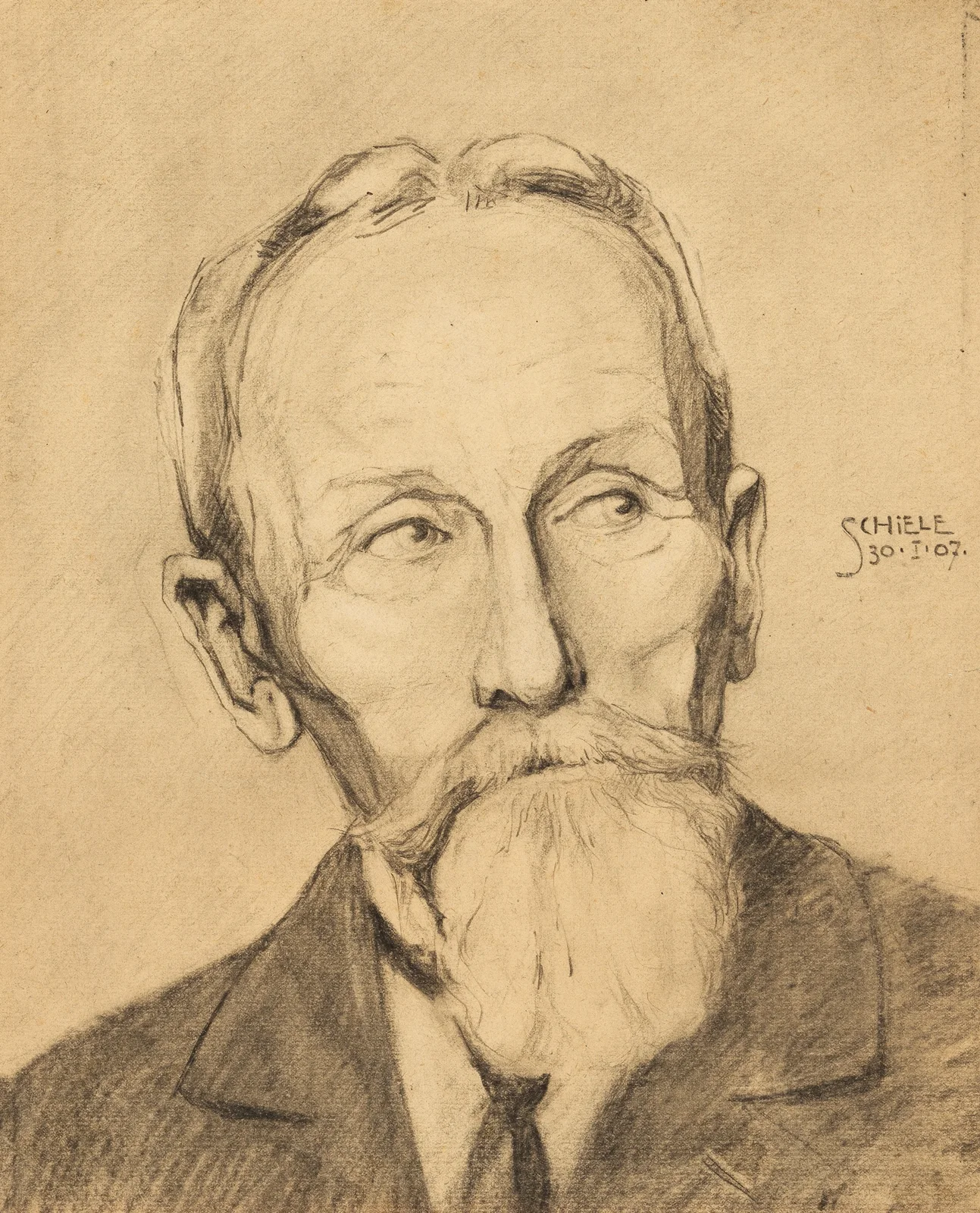 Herrenporträt mit Vollbart av Egon Schiele