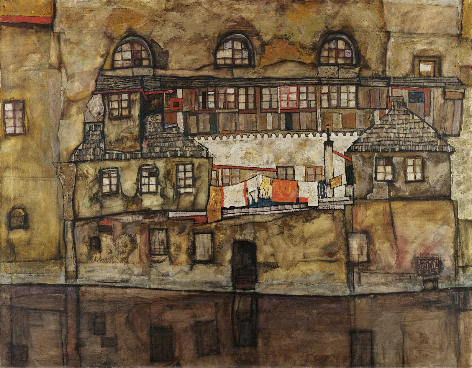 House Wall on the River av Egon Schiele