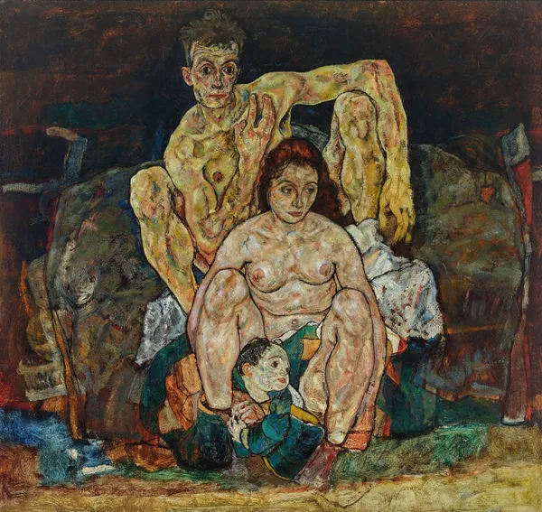 Kauerndes Menschenpaar (Die Familie) av Egon Schiele