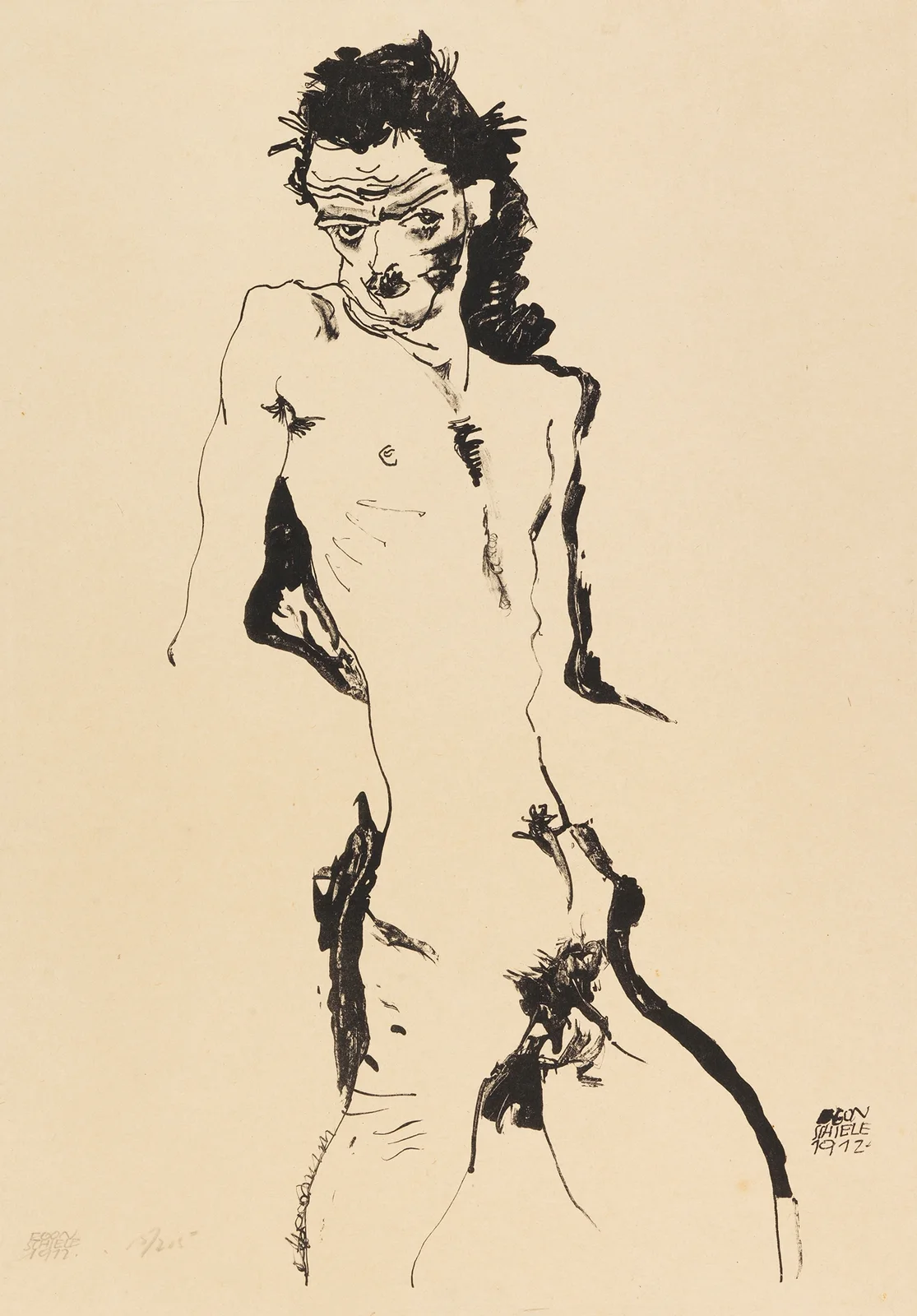 Männlicher Akt (Selbstbildnis) av Egon Schiele