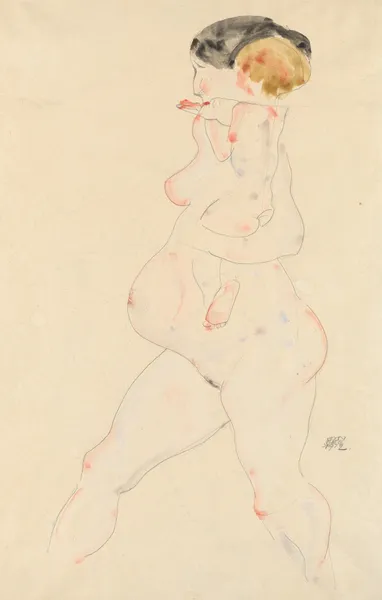 Schwangere Frau mit Kind auf dem Arm av Egon Schiele