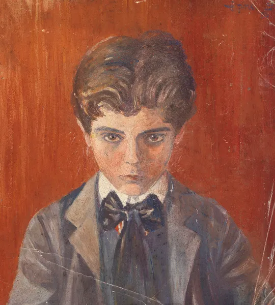 Selbstbildnis vor rotem Hintergrund av Egon Schiele