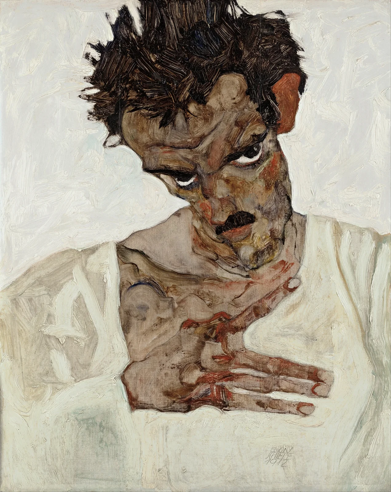 Self-Portrait With Lowered Head av Egon Schiele