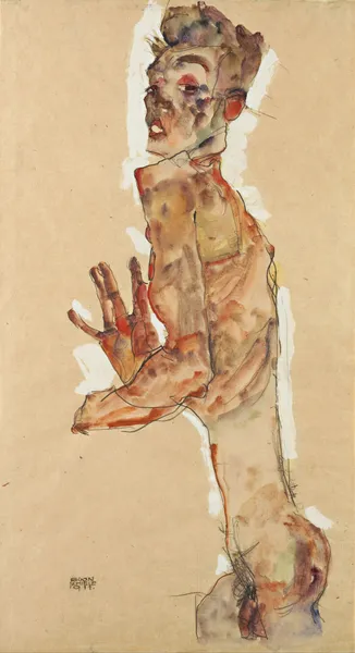 Self-Portrait with Splayed Fingers av Egon Schiele