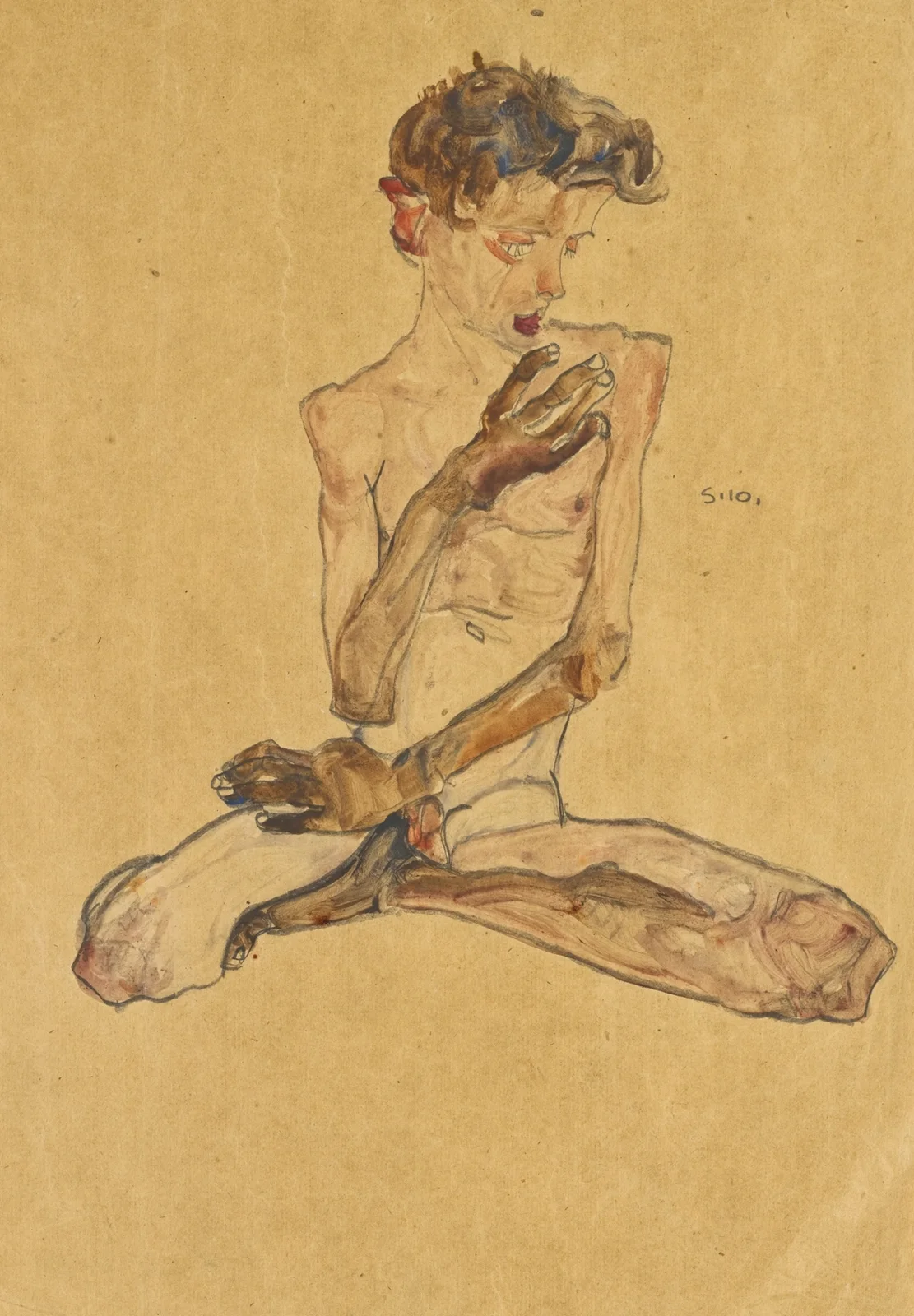 Sitzender Junge (Seated Boy) av Egon Schiele
