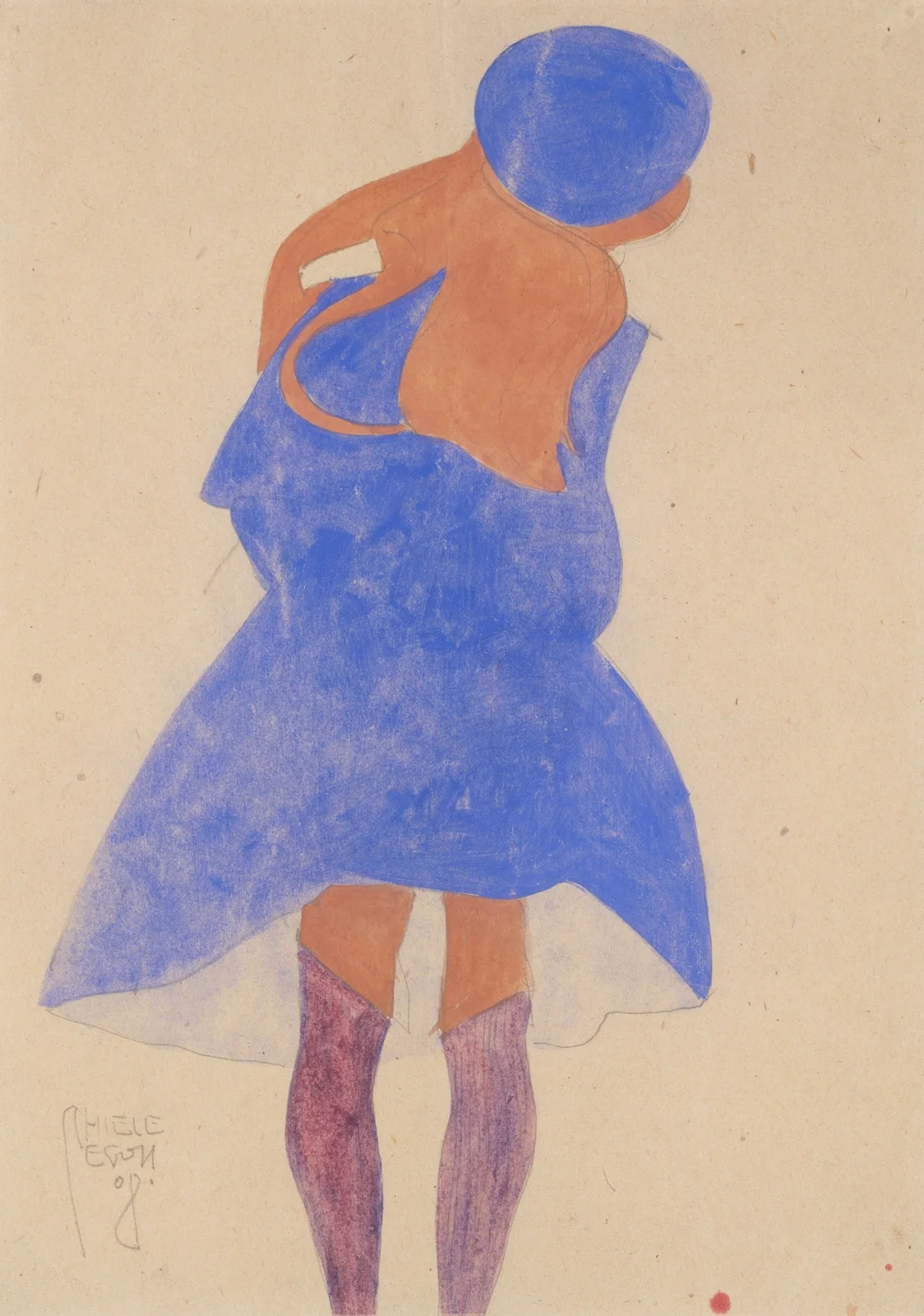 Standing Girl, Back View av Egon Schiele