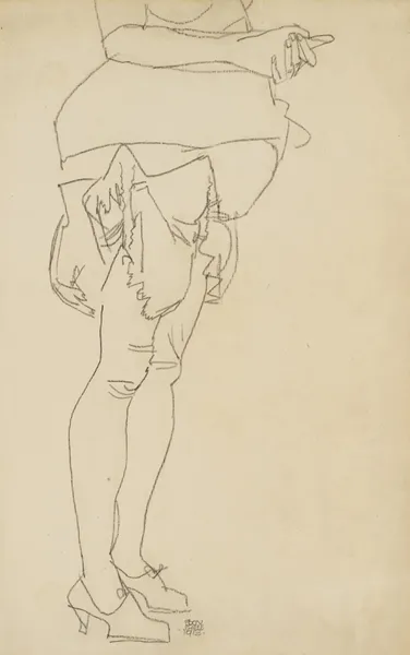 Stehend Frau, Beinstudie (Standing Woman, Leg Study) av Egon Schiele