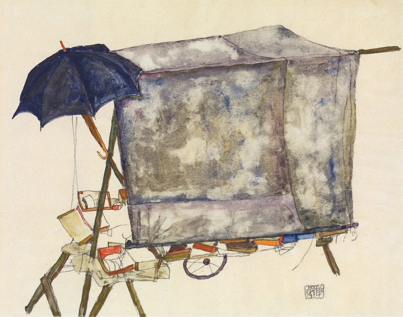 Street Cart av Egon Schiele