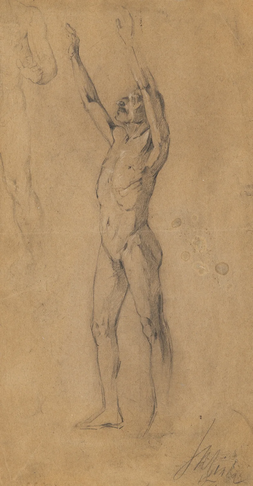 Studienblatt Männerakte av Egon Schiele