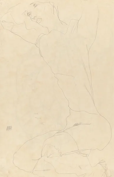 Study for Reclining Nude with Arms Raised av Egon Schiele