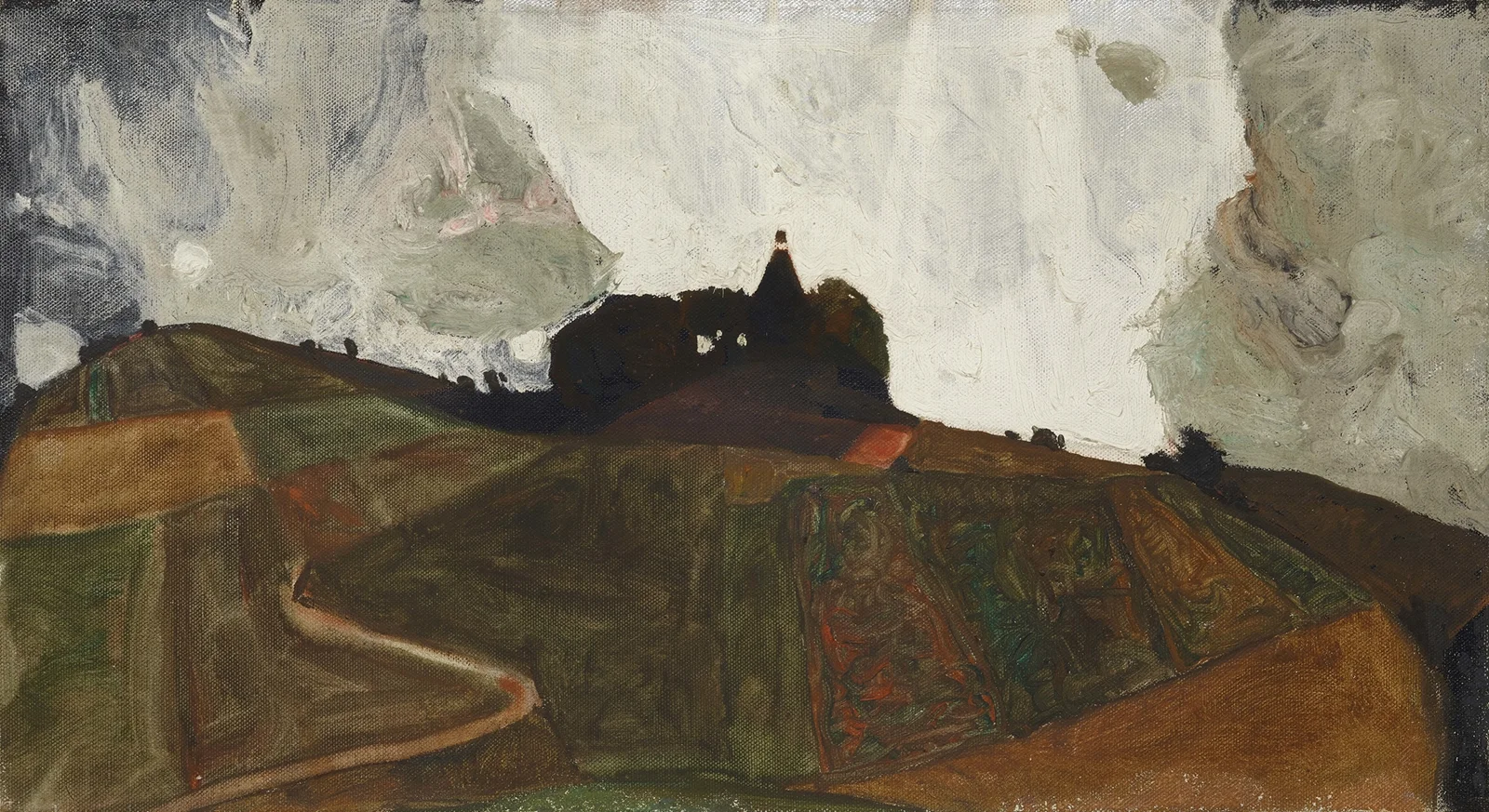 Thunderstorm Mountain (Chapel on Kreuzberg near Krumau) av Egon Schiele