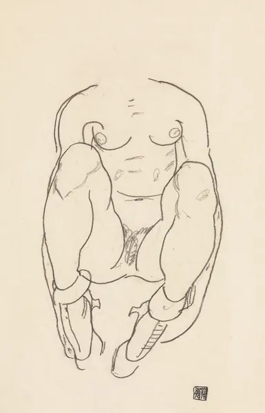 Torso of a Seated Woman with Boots av Egon Schiele