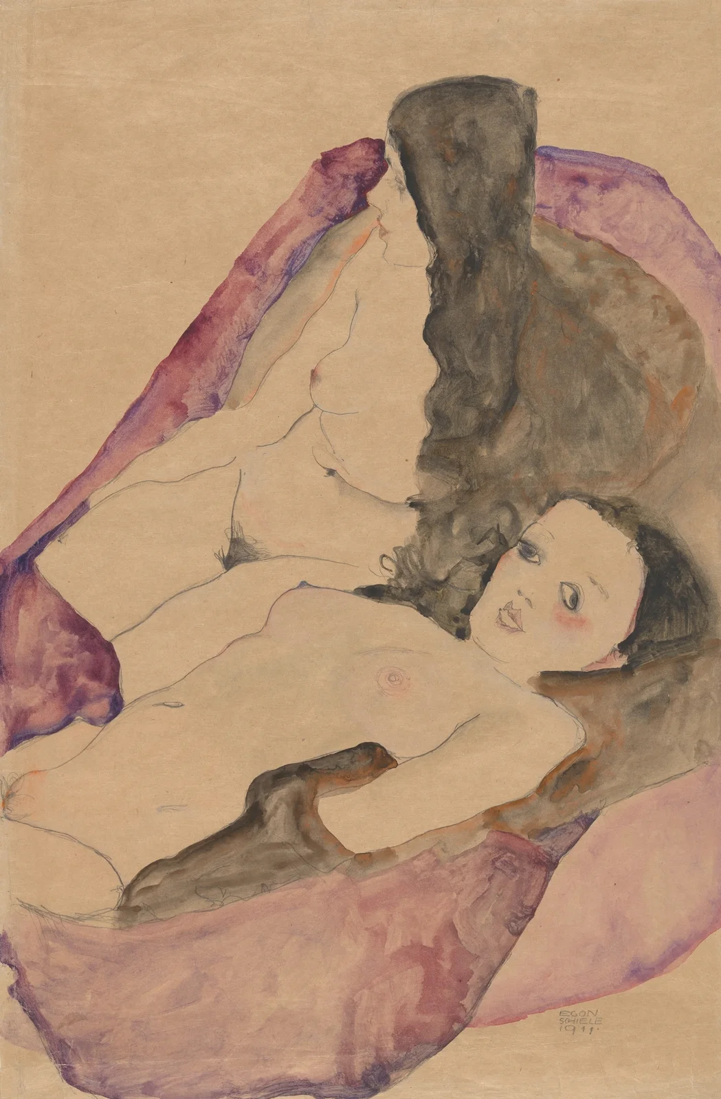 Two Reclining Nudes av Egon Schiele