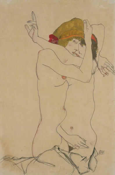 Two Women Embracing av Egon Schiele