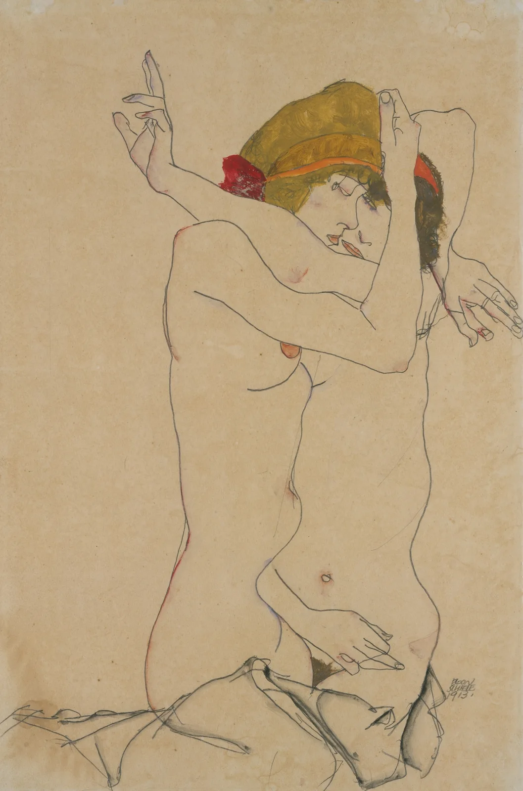 Two Women Embracing av Egon Schiele