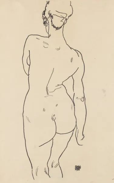 Weiblicher Rückenakt av Egon Schiele