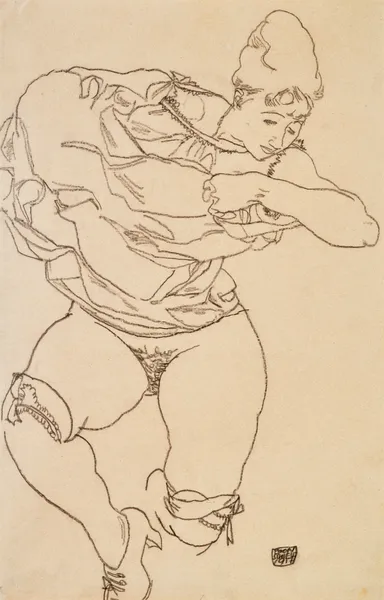 Woman Undressing av Egon Schiele