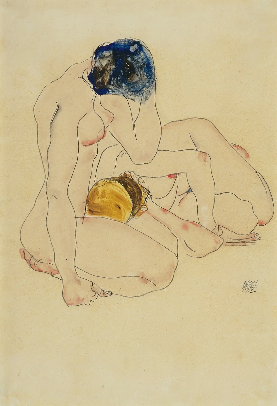 Zwei Freundinnen (Two Friends), 1912 av Egon Schiele