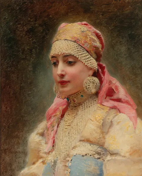Portrait Of A Boyarina av Konstantin Egorovich Makovsky