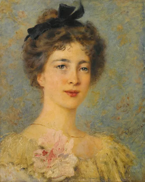 Portrait Of An Elegant Lady av Konstantin Egorovich Makovsky