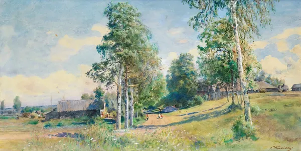 Russian Village In Spring av Konstantin Egorovich Makovsky