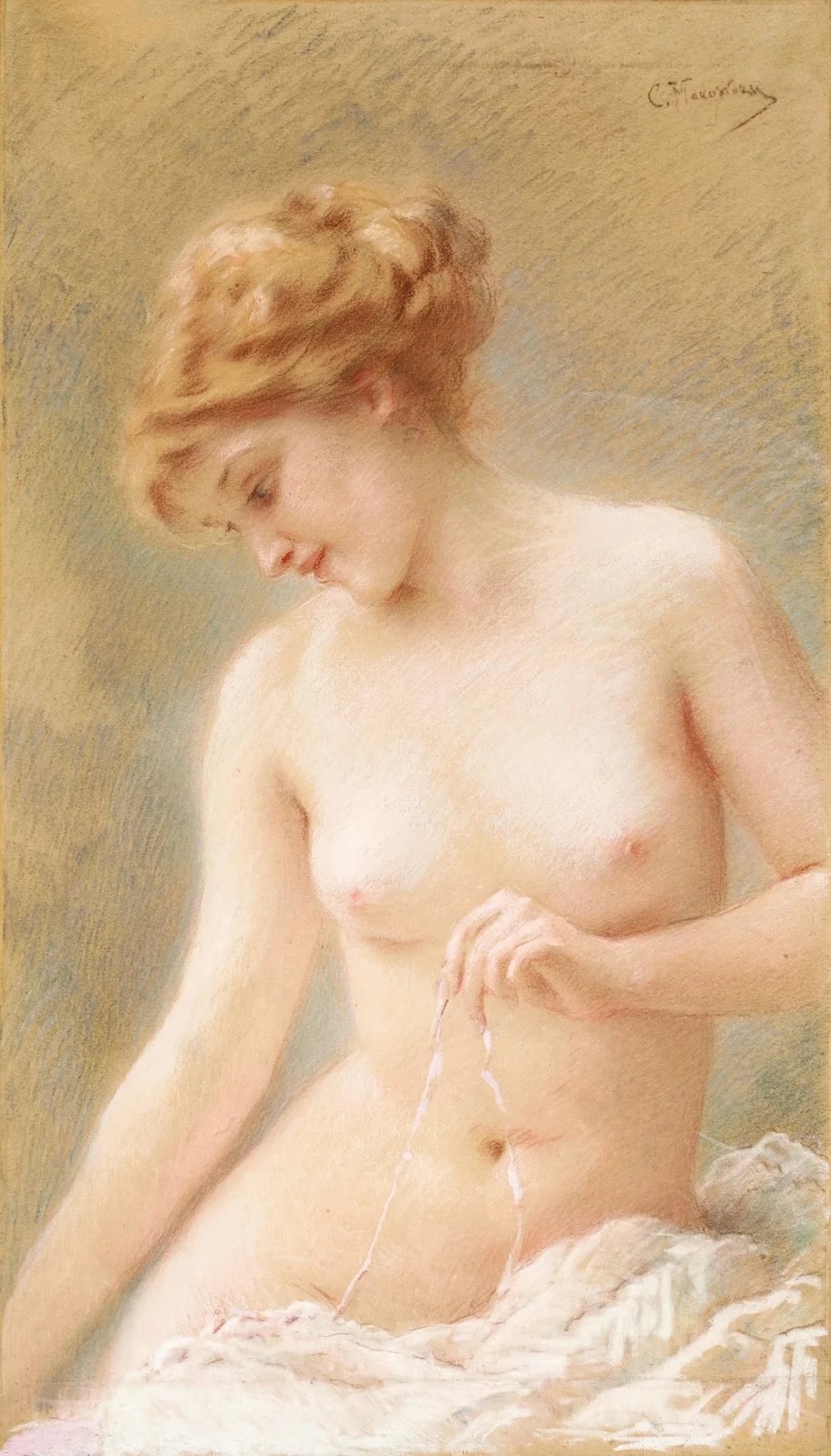Sitting Nude av Konstantin Egorovich Makovsky