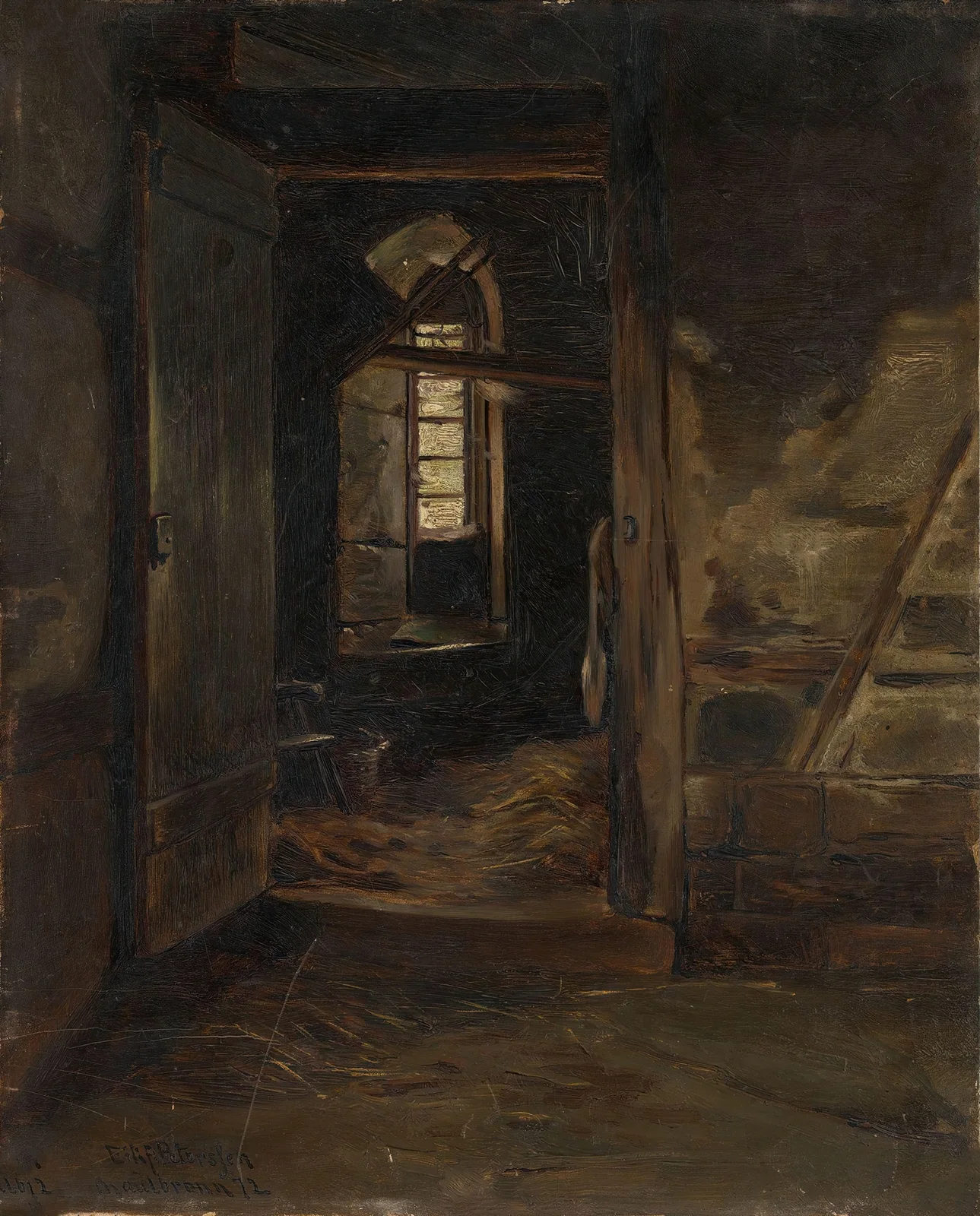 Interior from a Cowshed av Eilif Peterssen