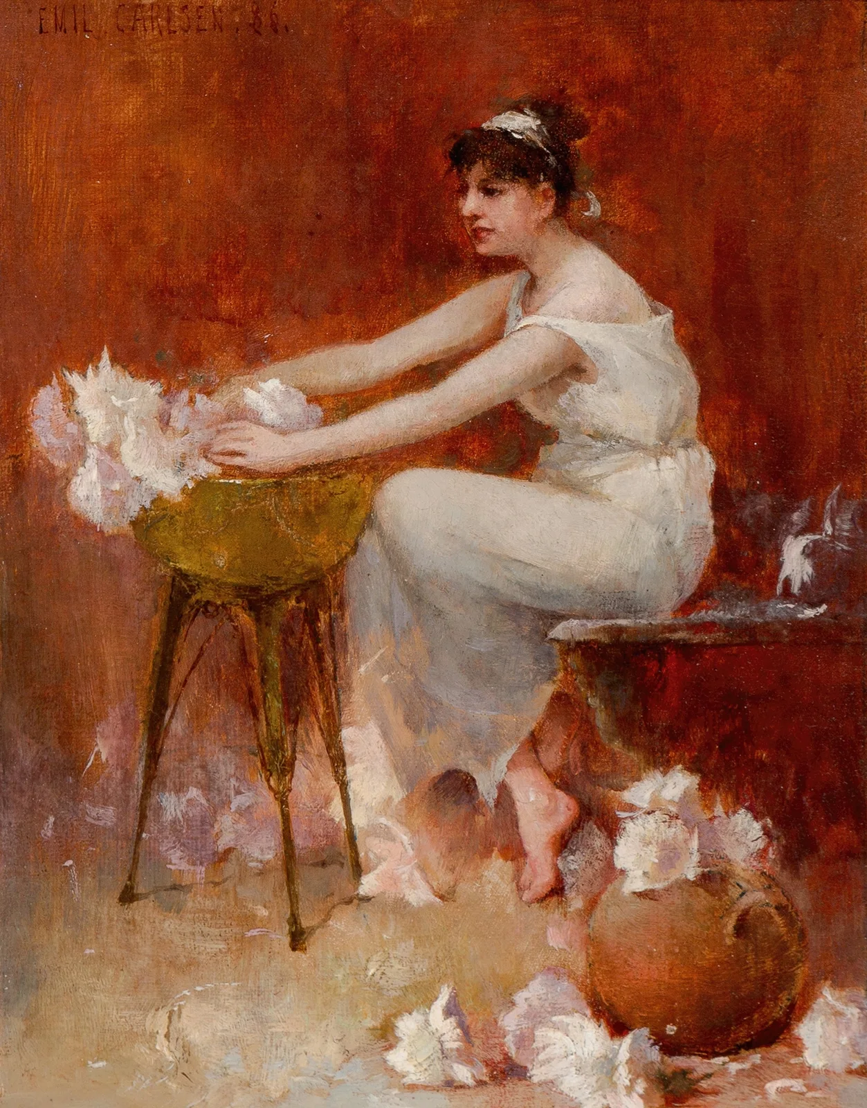 Arranging Flowers av Emil Carlsen