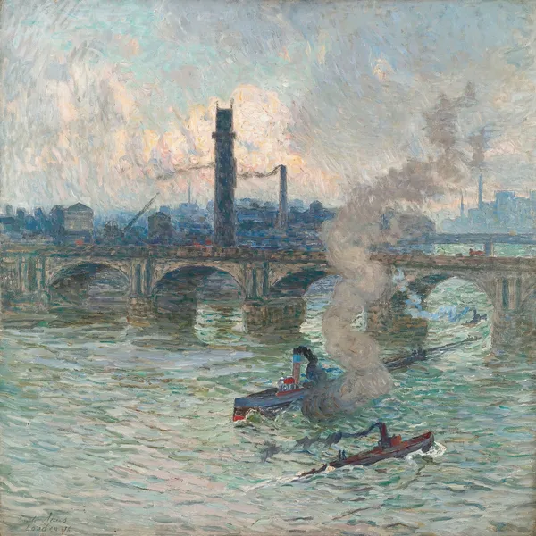 Brume, vapeur et fumée sur la Tamise av Emile Claus