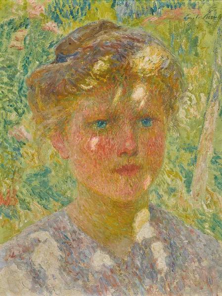 Jeune fille aux cheveux blonds av Emile Claus
