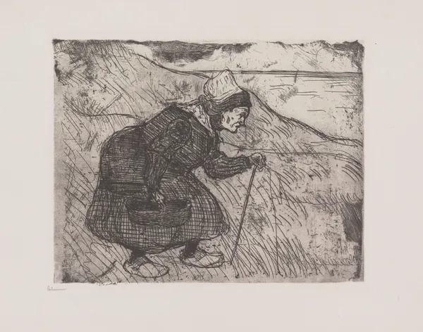 Vieille pêcheuse de moules av Jean-Émile Laboureur