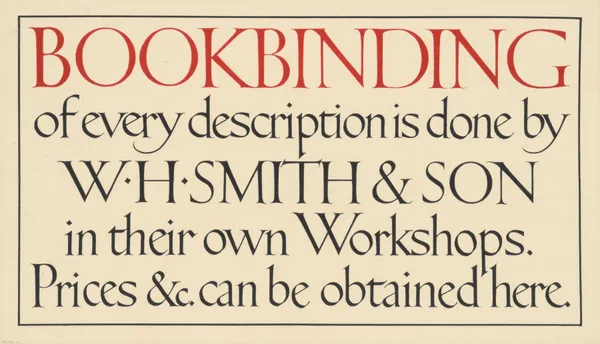 Book Binding of Every Description is Done by W. H. Smith & Son av Eric Gill