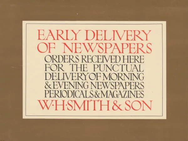 Early Delivery of Newspapers. W. H. Smith & Son av Eric Gill