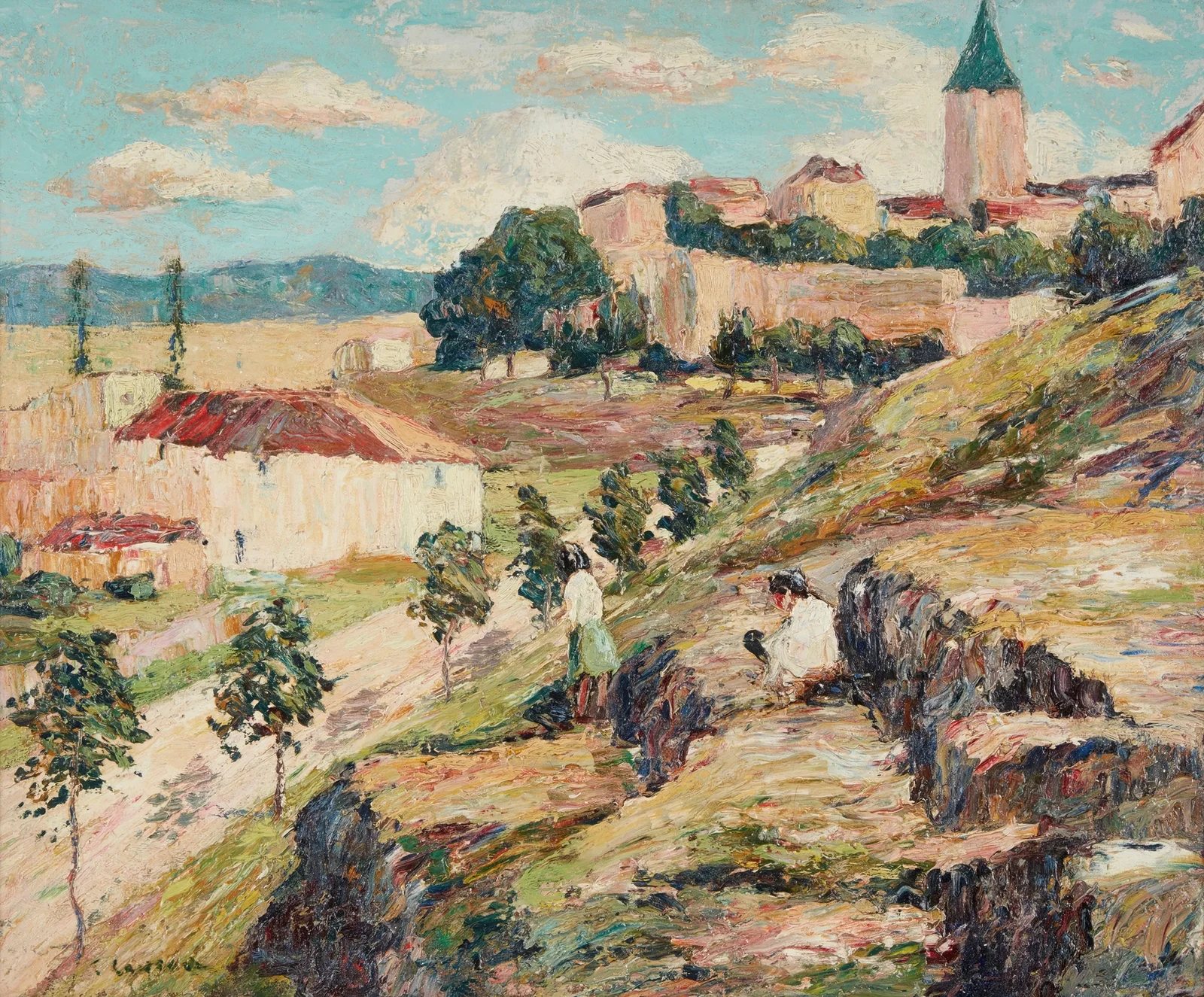 A Bright Day, Spain (Segovia) av Ernest Lawson
