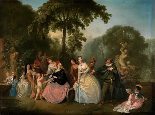 Gesellschaft im Park av Christian Wilhelm Ernst Dietrich