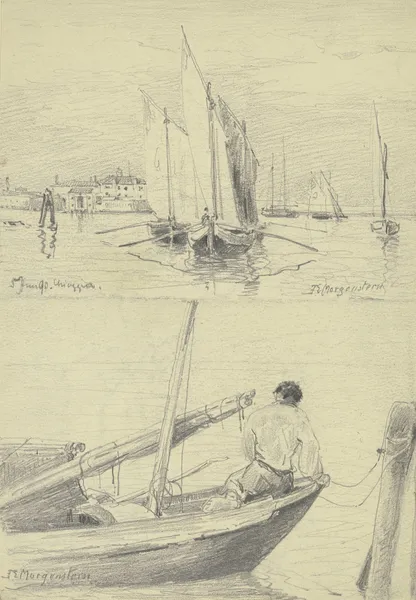 Studienblatt; Fischerboote bei Chioggia av Friedrich Ernst Morgenstern