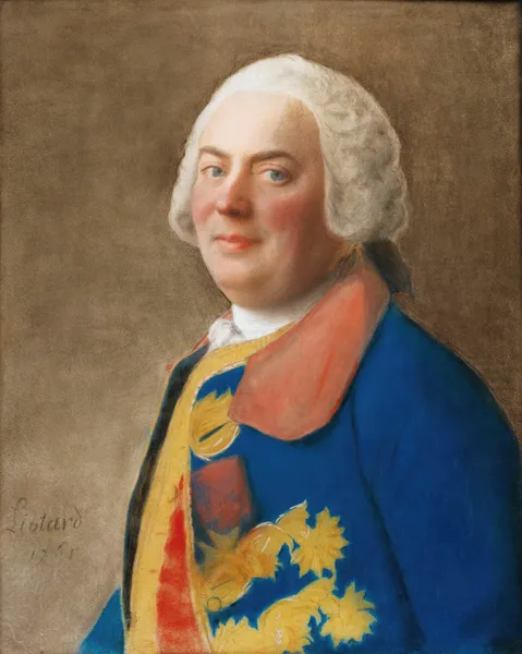 Portrait of an officer wearing the order of the Saint Esprit av Jean-Etienne Liotard